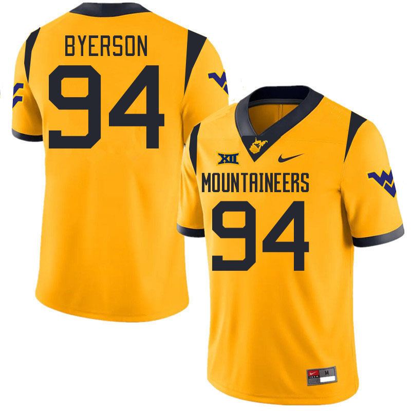 Men #94 Makai Byerson West Virginia Mountaineers College 2024 New Uniforms Football Jerseys Stitched